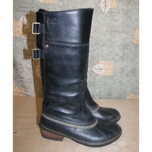Sorel Slimpack Black Leather Riding Boots 9.5 / 40.5